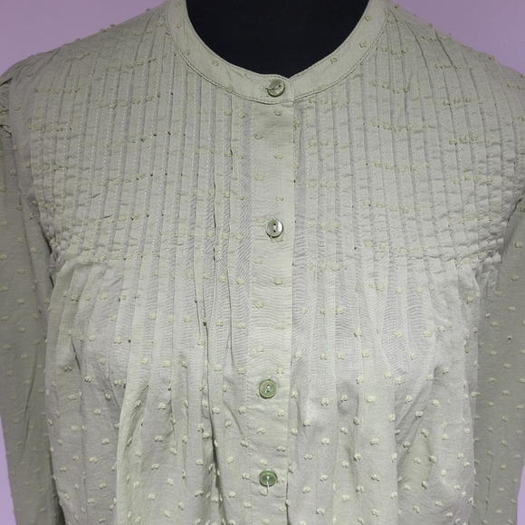 Old Navy Women's Swiss Dot Button-Down Long Sleeve Pintuck Top XS Green Bohemian - Picture 4 of 9